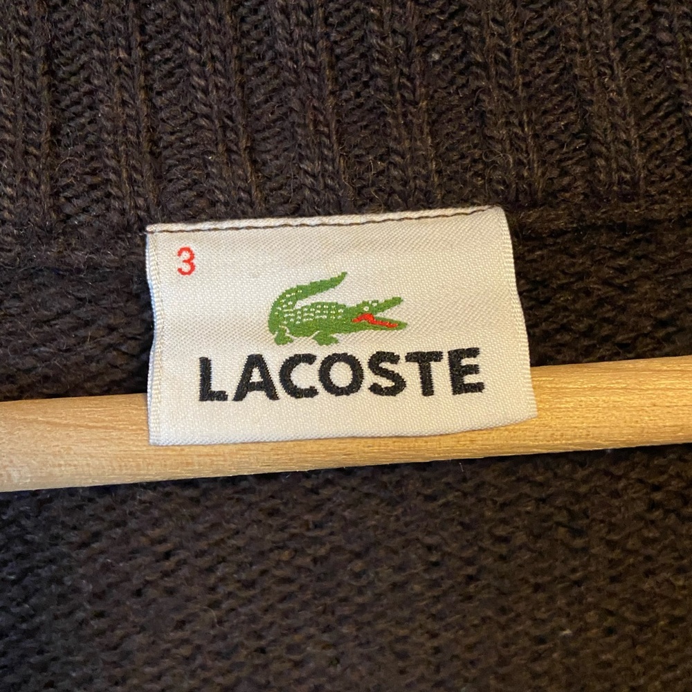 Brown Lacoste Zip-up Turtleneck Sweater || - Picture 4 of 4